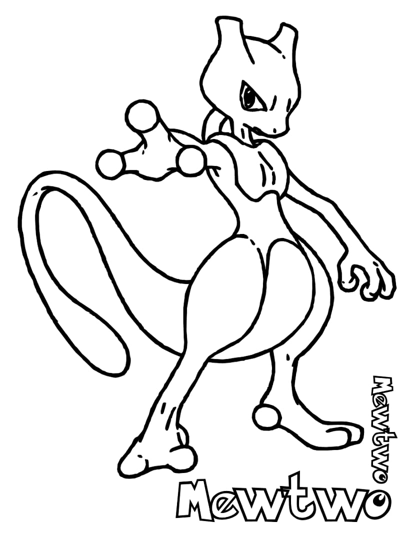 Coloriage Aperçu de Mewtwo imprimable