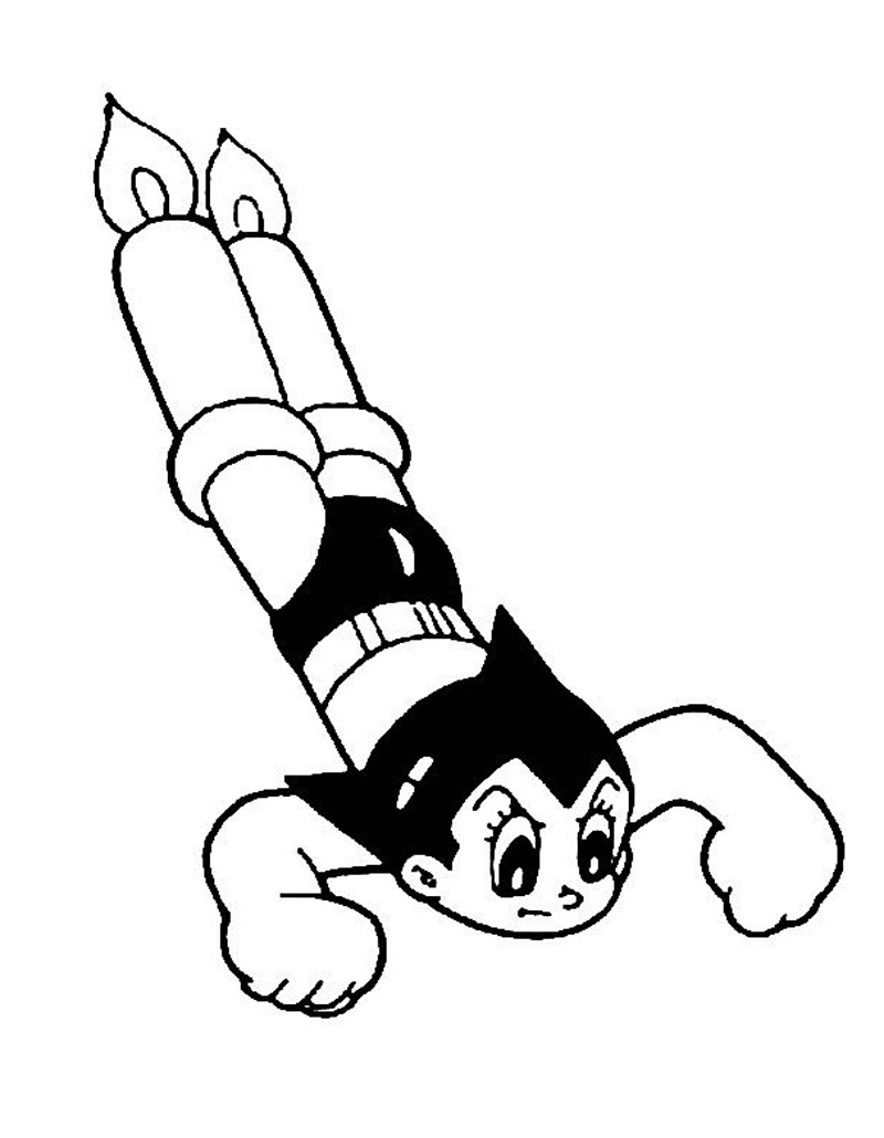 Coloriage Astro Boy Atterrissant