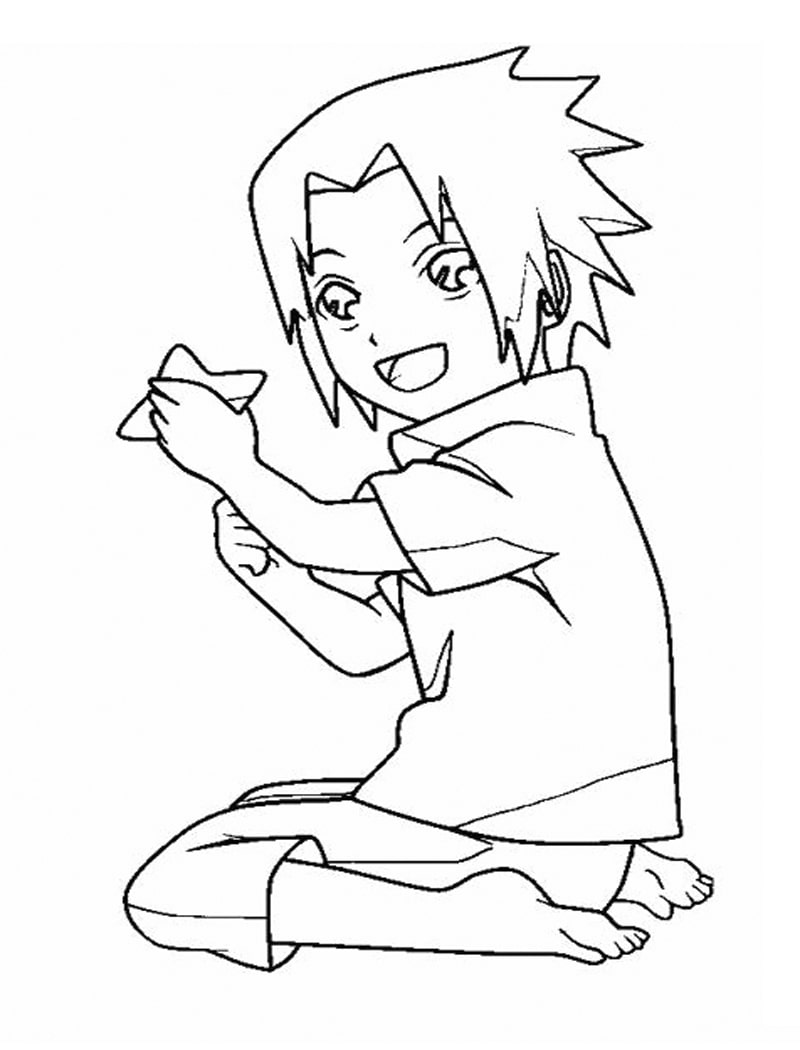 Coloriage Bébé Amusant Sasuke Uchiha