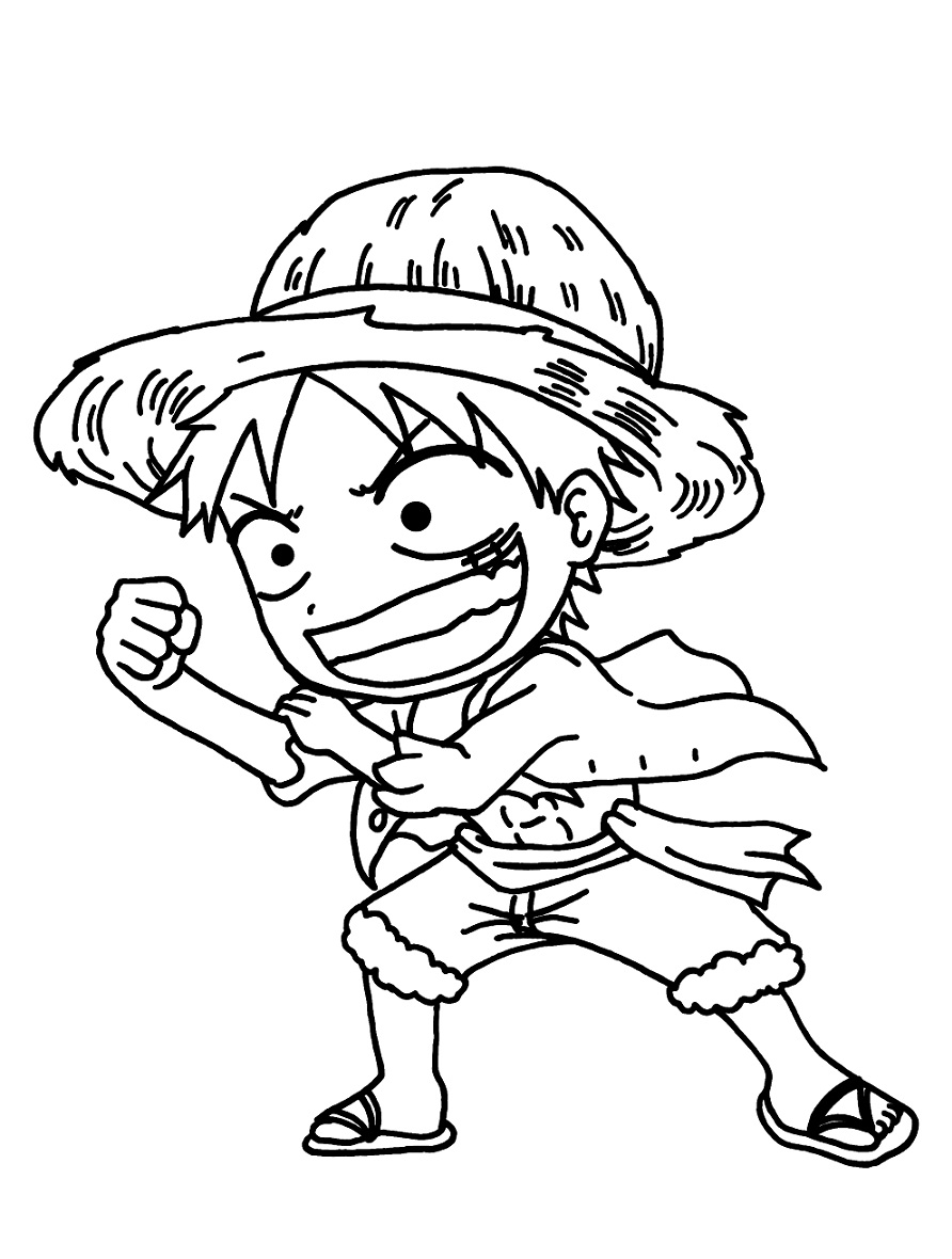 Coloriage Bébé Luffy Amusant