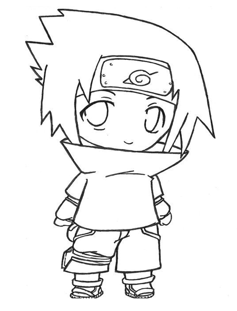 Coloriage Bébé Sasuke Souriant