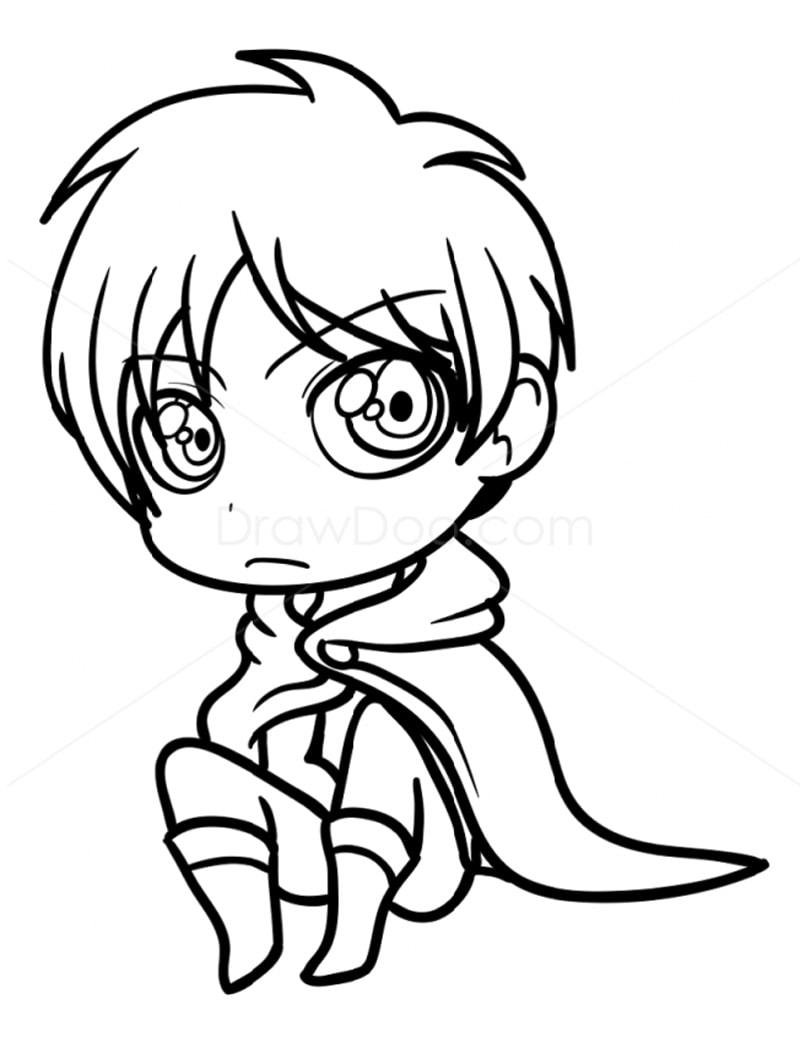 Coloriage Chibi Eren Jäger pour enfant