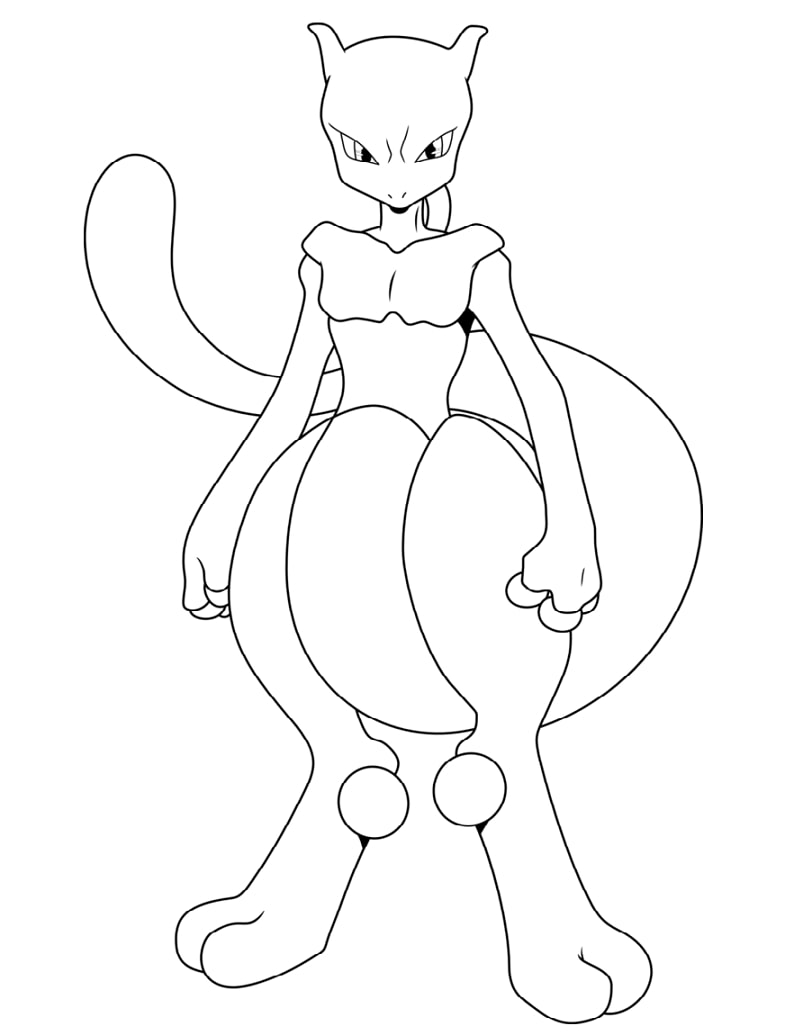 Coloriage Cool Mewtwo debout