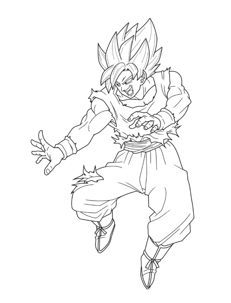 Coloriage Goku Attaque