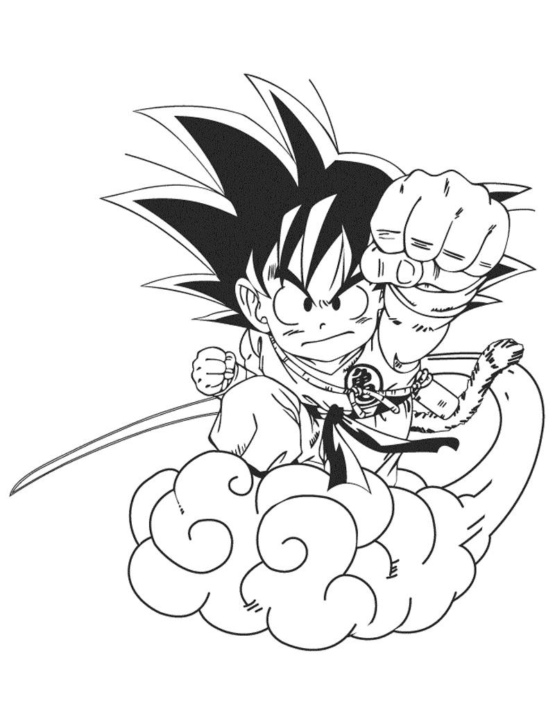 Coloriage Goku Sur Un Nuage