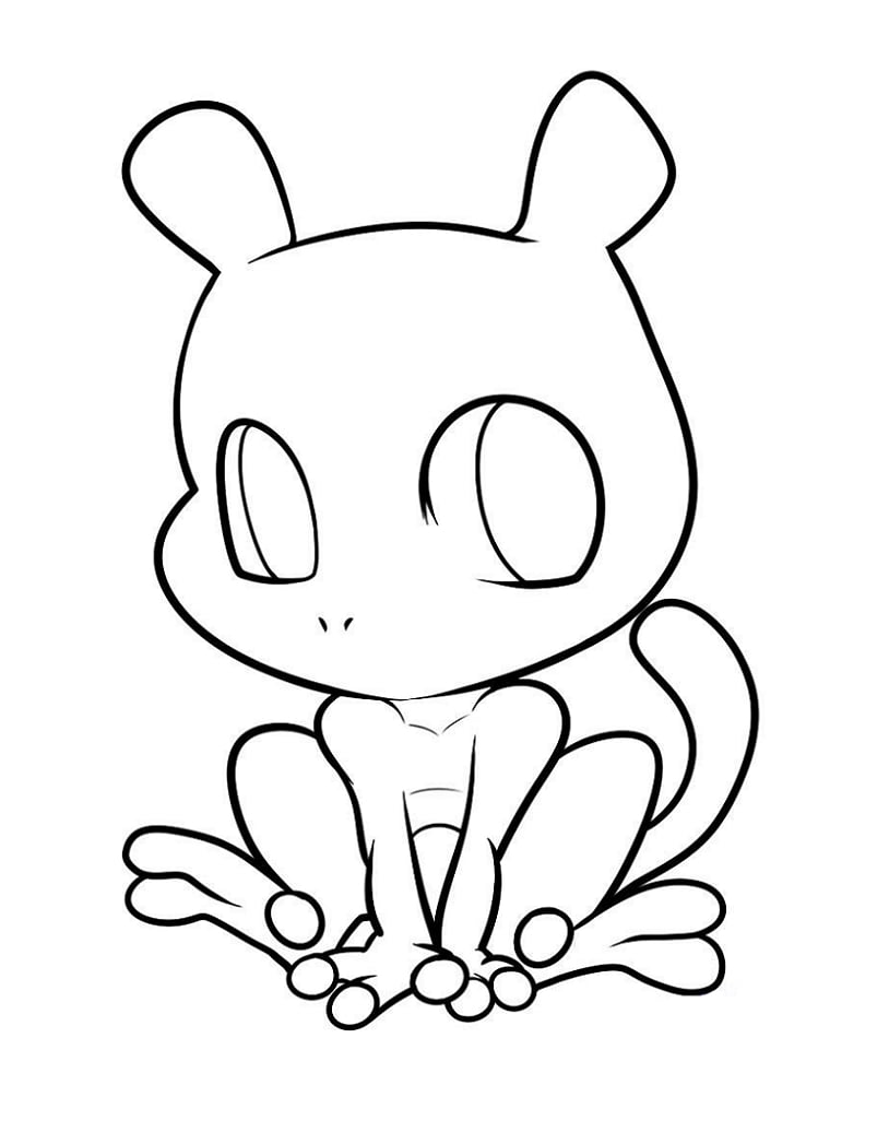 Coloriage Impression gratuite de Mewtwo mignon