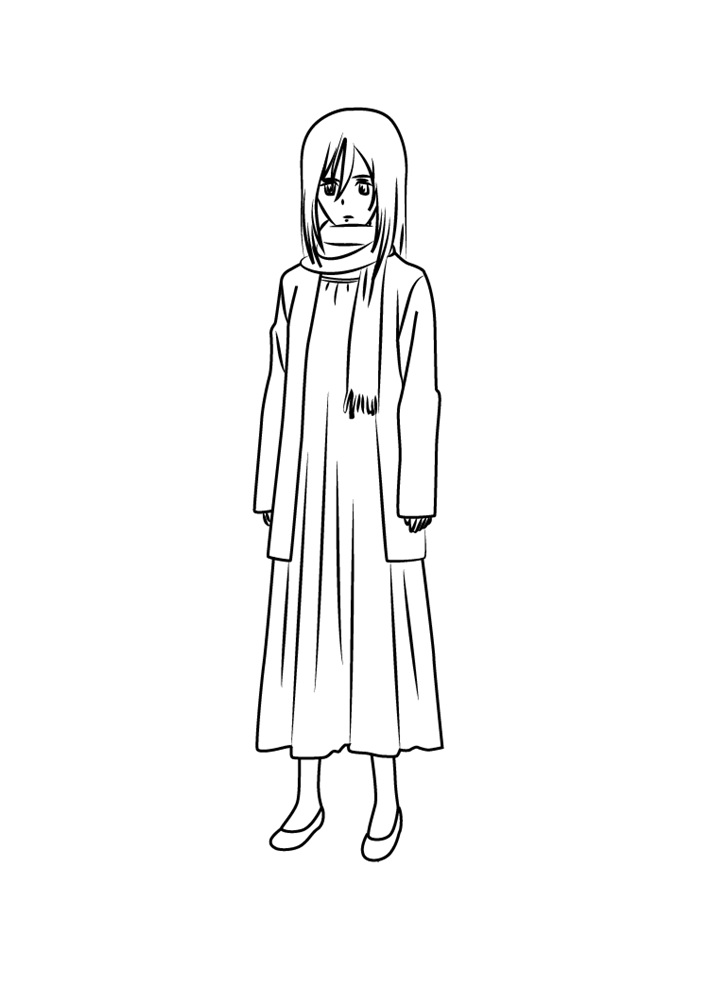 Coloriage Le jeune Mikasa Ackerman de Attack on Titans