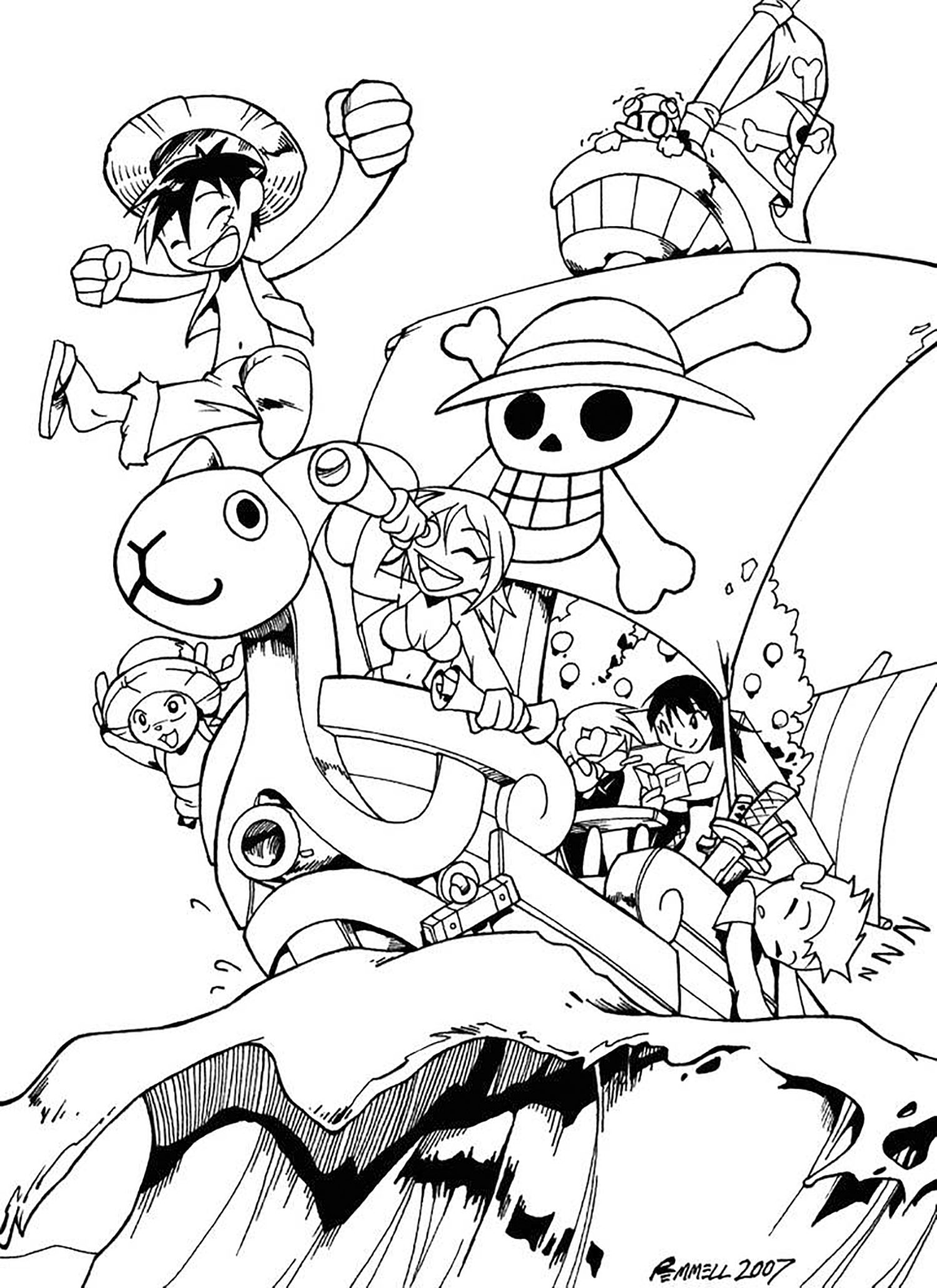 Coloriage Luffy Et Ses Amis