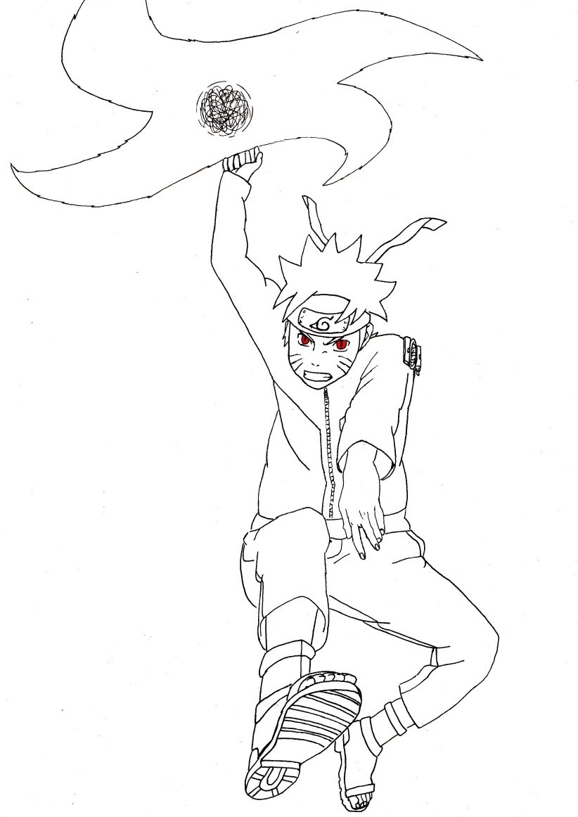 Coloriage Naruto avec son arme