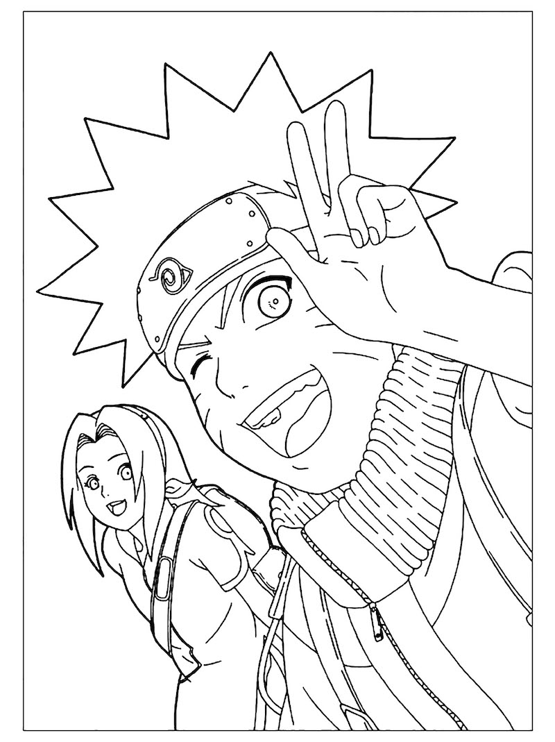 Coloriage Naruto et Sakura