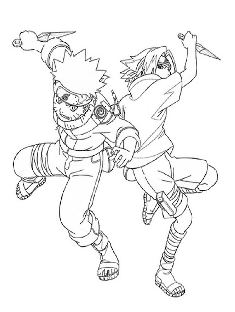 Coloriage Naruto et Sasuke