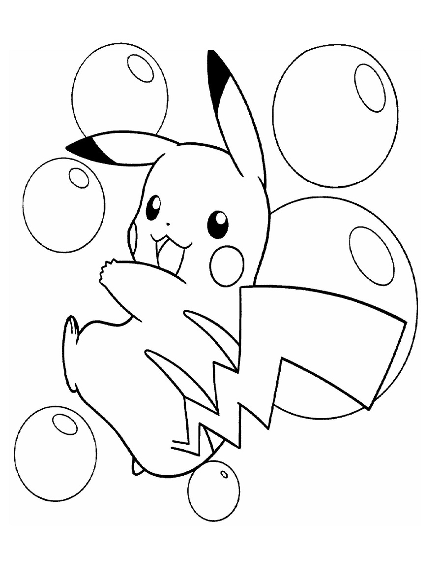 Coloriage Pikachu Avec Des Pokéballs