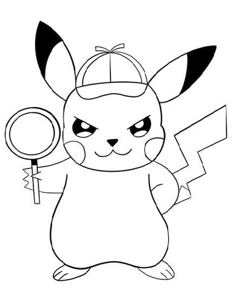 Coloriage Pikachu Et Loupe