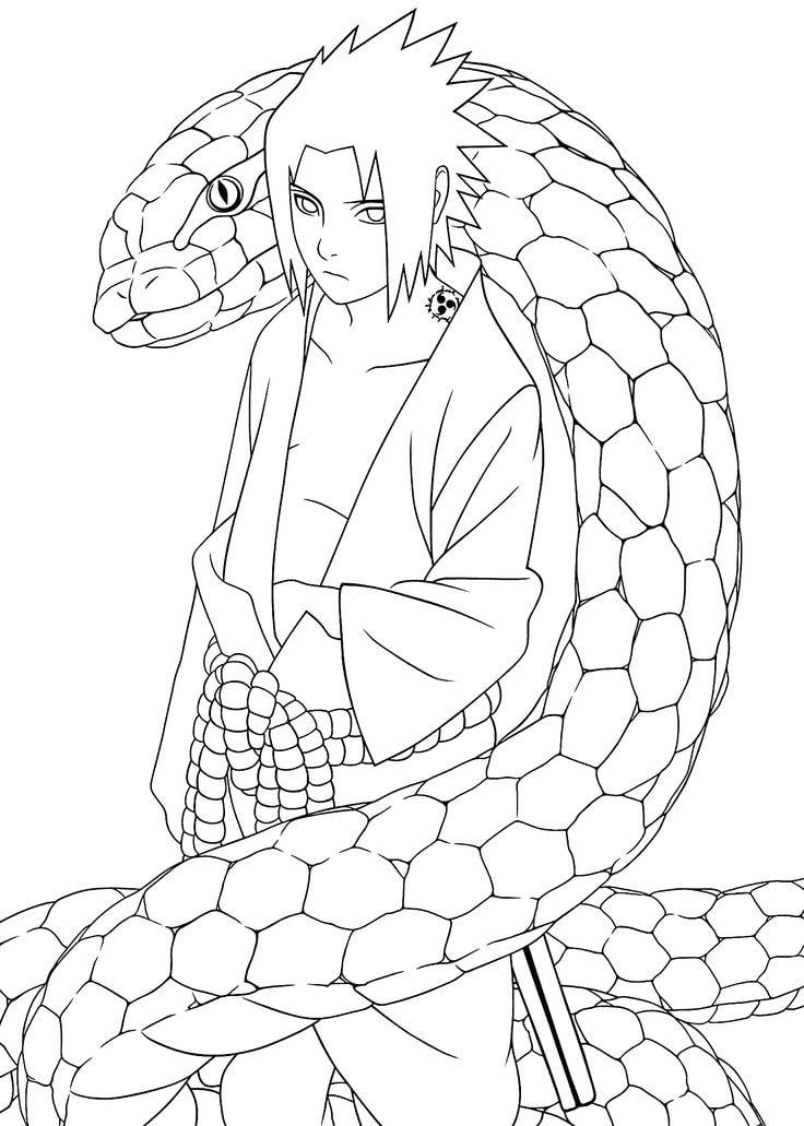 Coloriage Sasuke Uchiha Avec Un Pythe