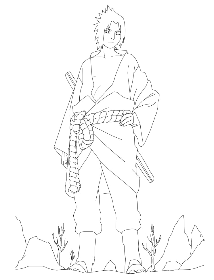 Coloriage Sasuke Uchiha Debout