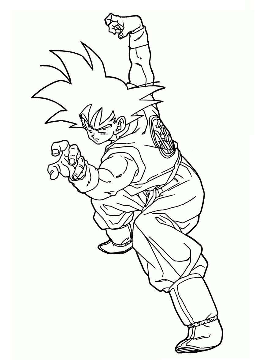 Coloriage Son Goku Attaque