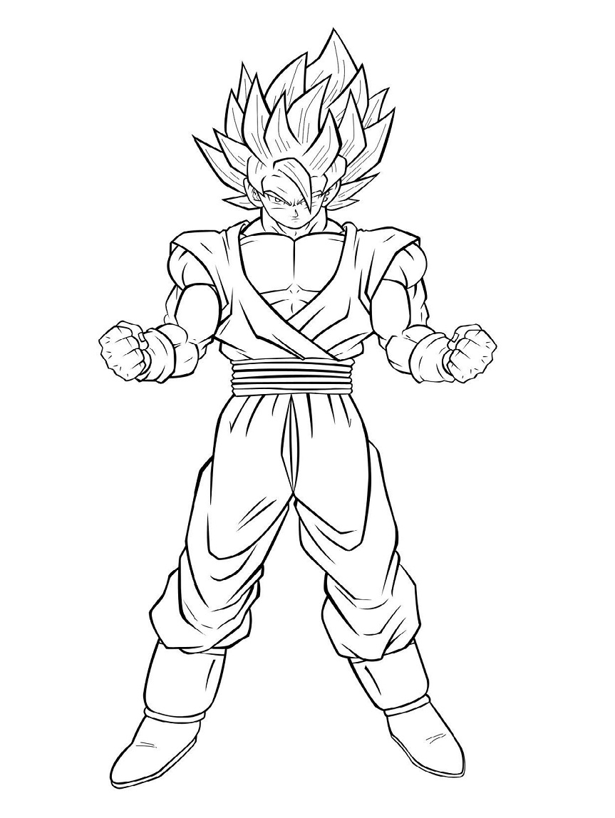 Coloriage Son Goku SS2 Debout