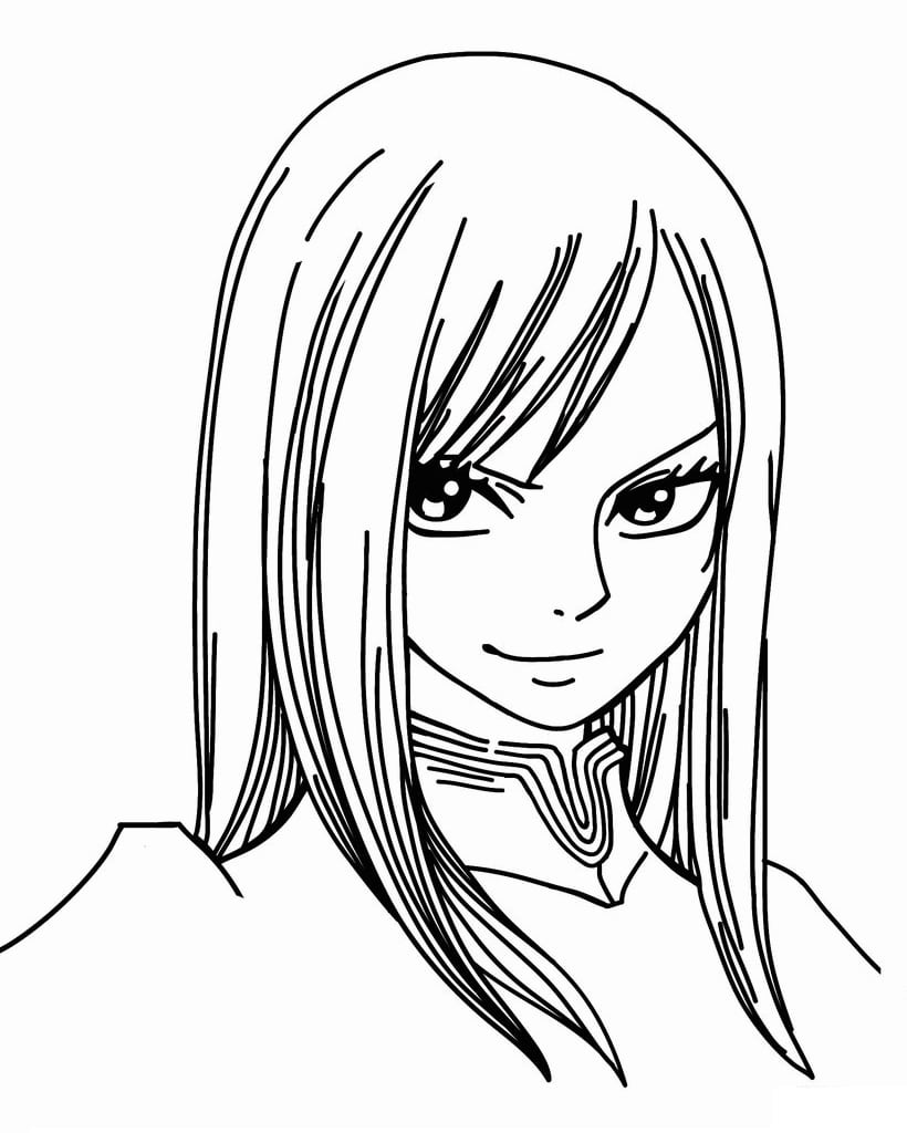 Coloriage Visage de Erza Scarlett