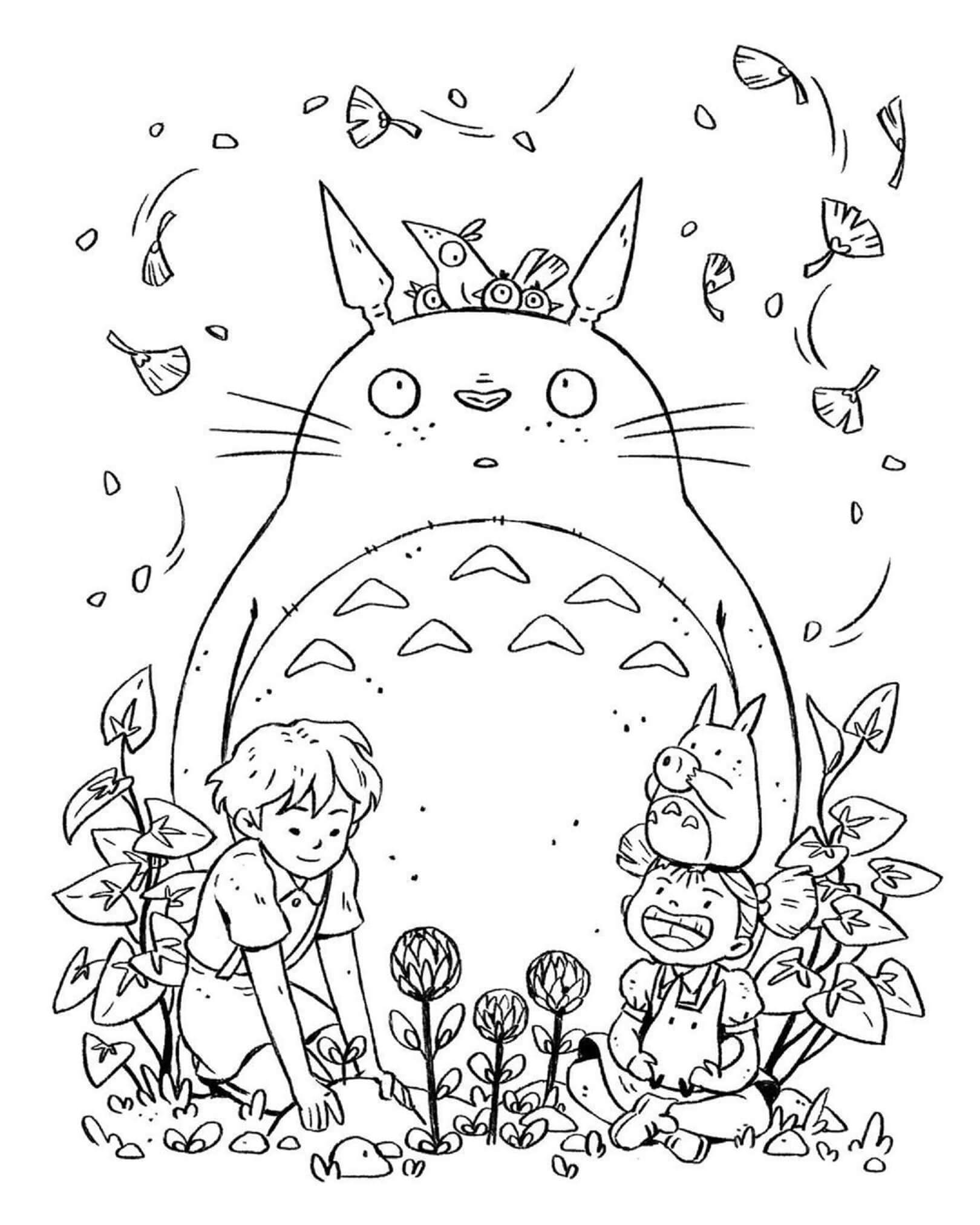 Coloriage Totoro Et Ses Amis