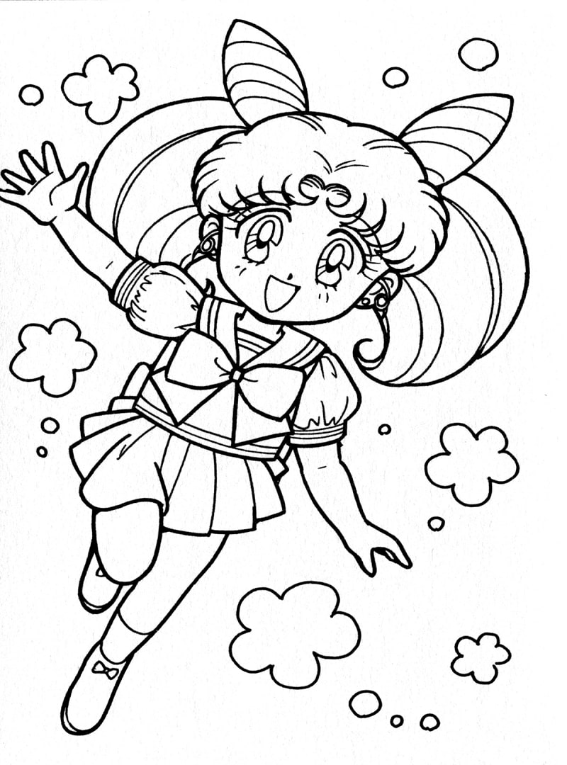 Coloriage Amusant Chibiusa en Cours D'exécution