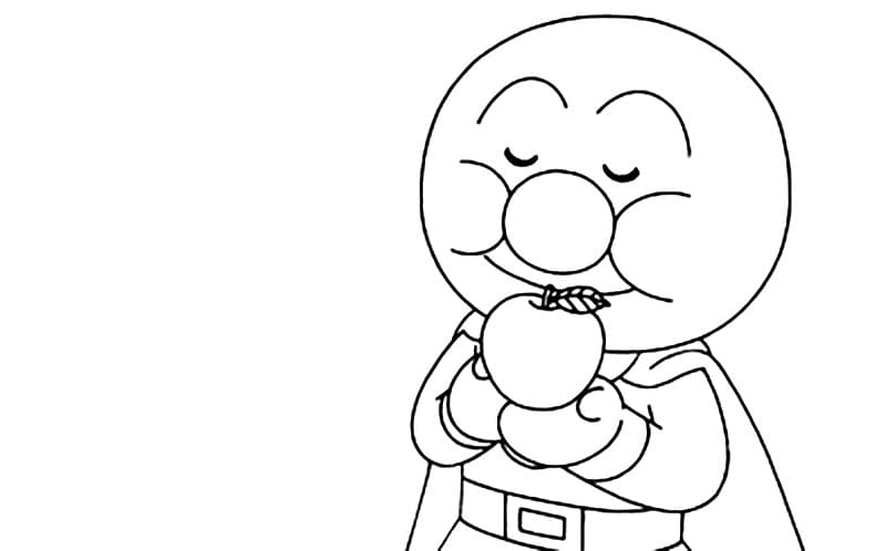 Coloriage Anpanman à la pomme