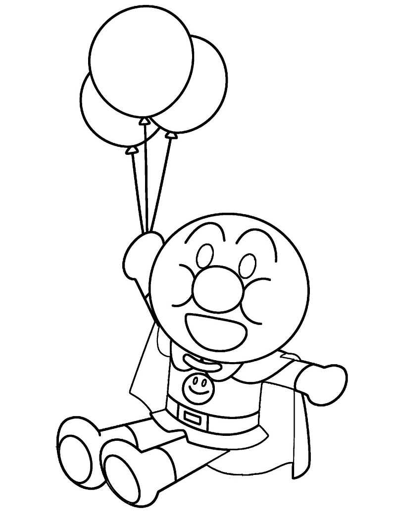 Coloriage Anpanman avec des ballons