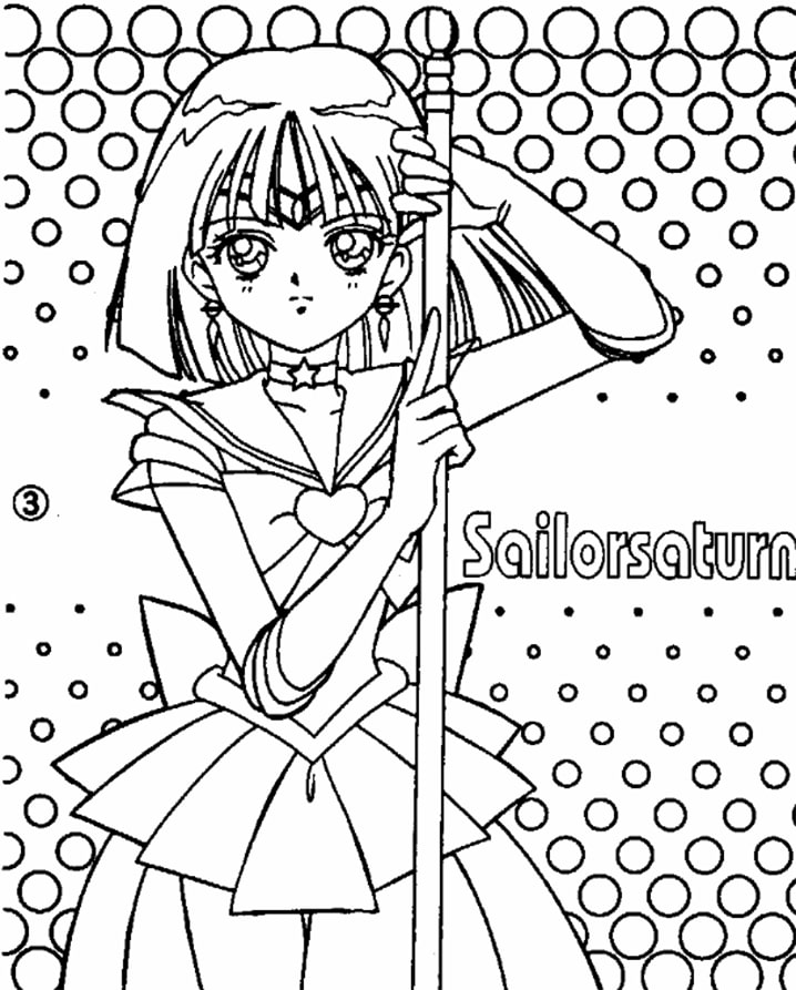 Coloriage Belle Sailor Saturn de Sailor Moon