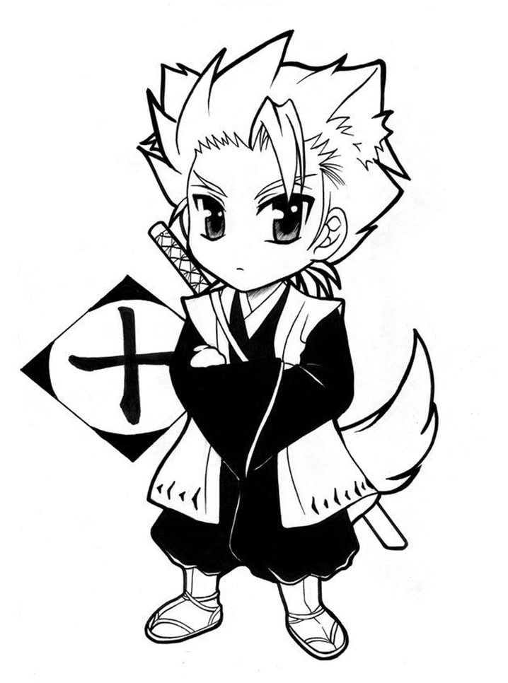 Coloriage Chibi mignon Tôshirô Hitsugaya