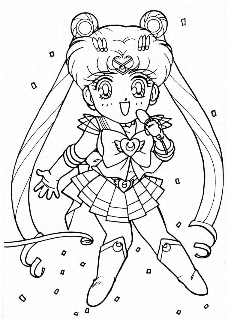 Coloriage Chibi Usagi Tsukino dans Sailor Moon