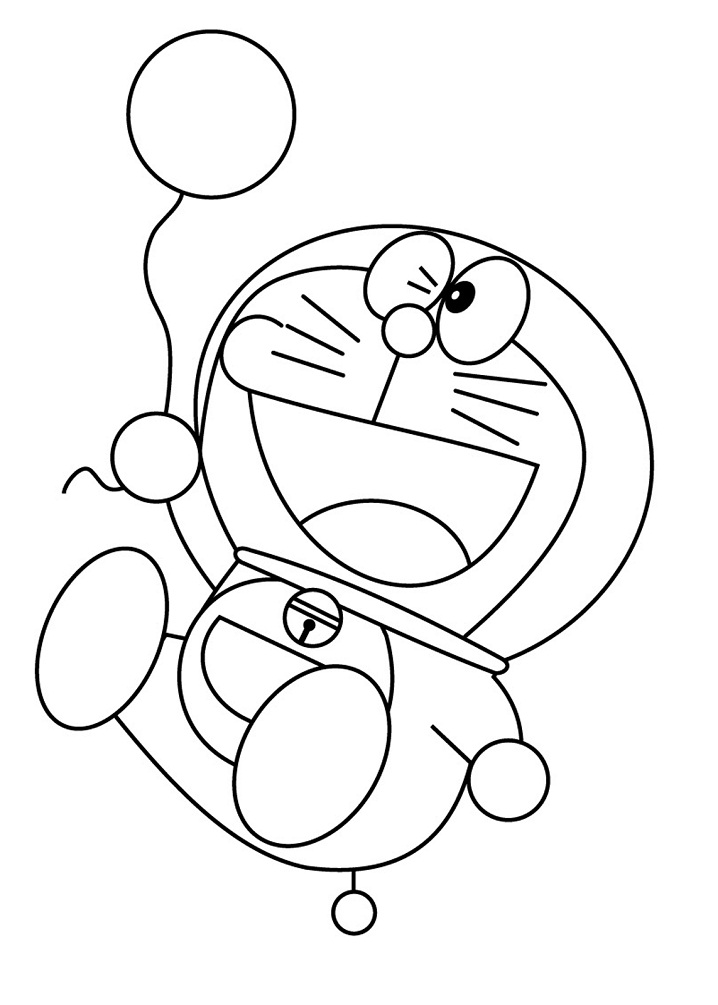 Coloriage Doraemon Joue Avec Un Ballon