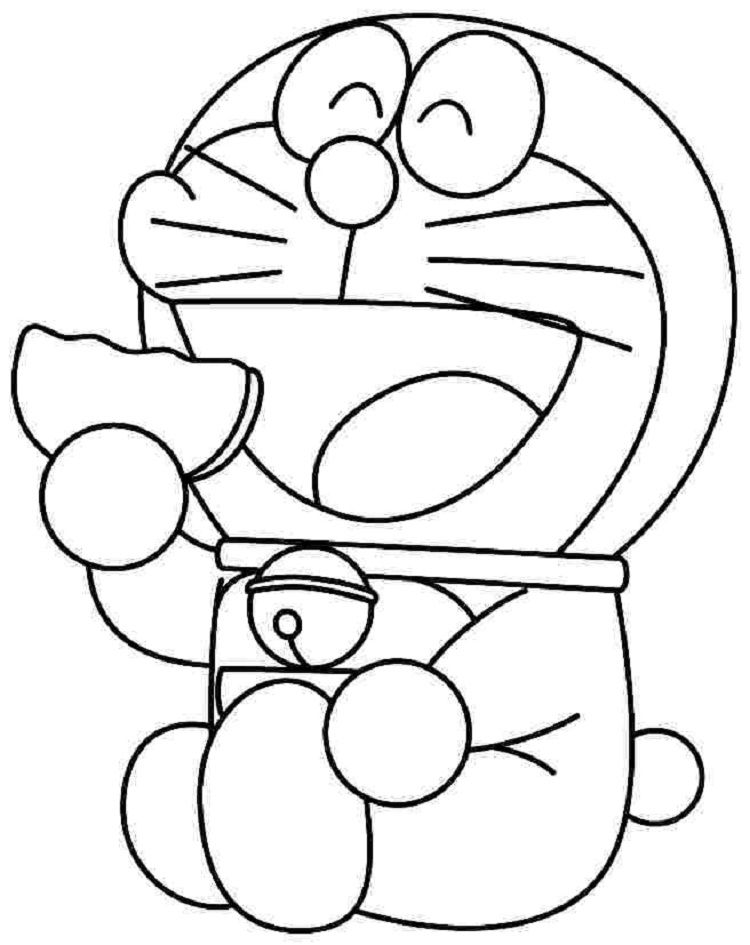 Coloriage Doraemon Mangeant Un Beignet