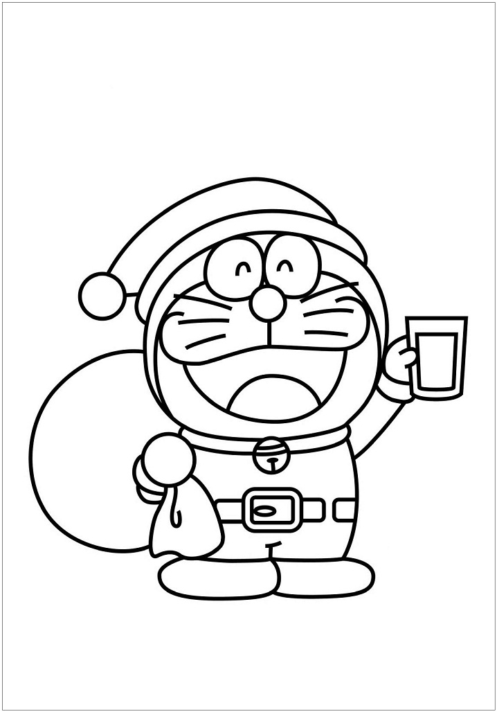 Coloriage Doraemon Père Noël