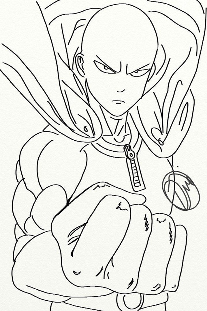 Coloriage Gratuit Saitama