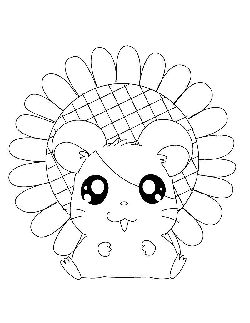 Coloriage Hamtaro Assis Avec Un Tournesol