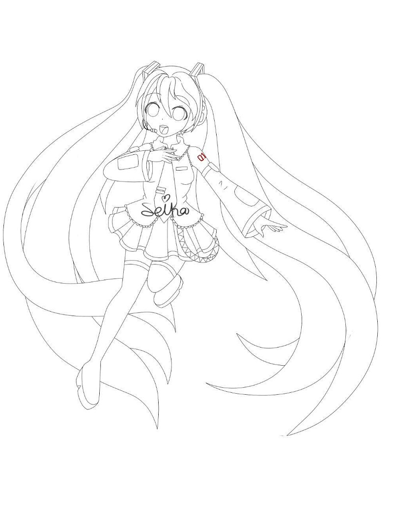 Coloriage Hatsune Miku Avec Joie