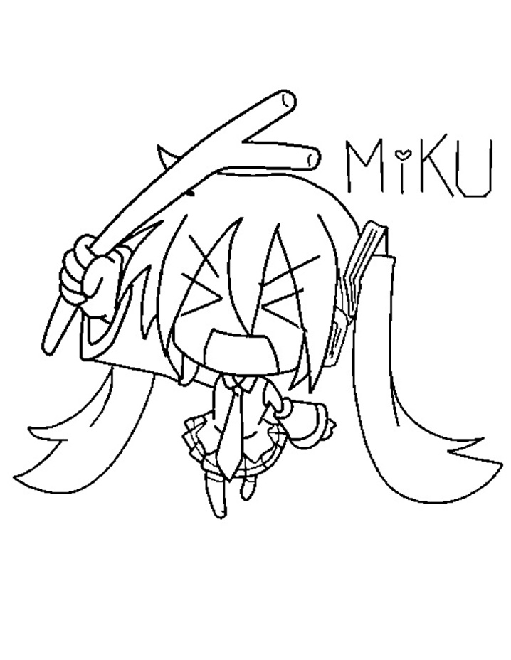 Coloriage Hatsune Miku Pleurant