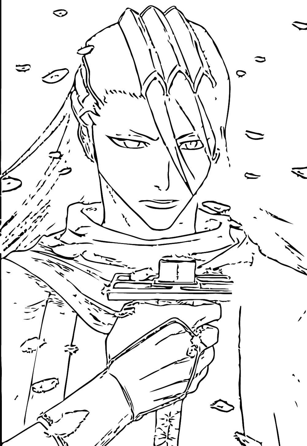 Coloriage Image de contour de Byakuya Kuchiki imprimable