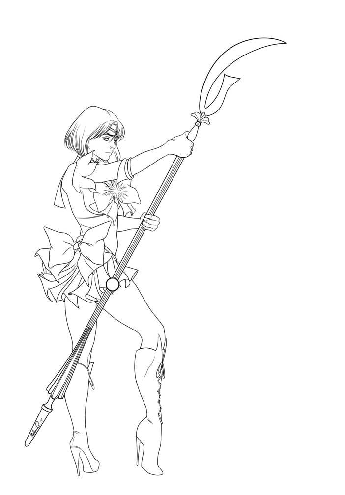 Coloriage Image de contour de Sailor Saturn de Sailor Moon