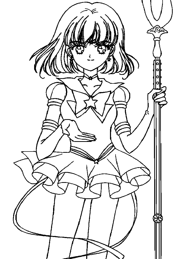 Coloriage Impression du contour de Sailor Saturn