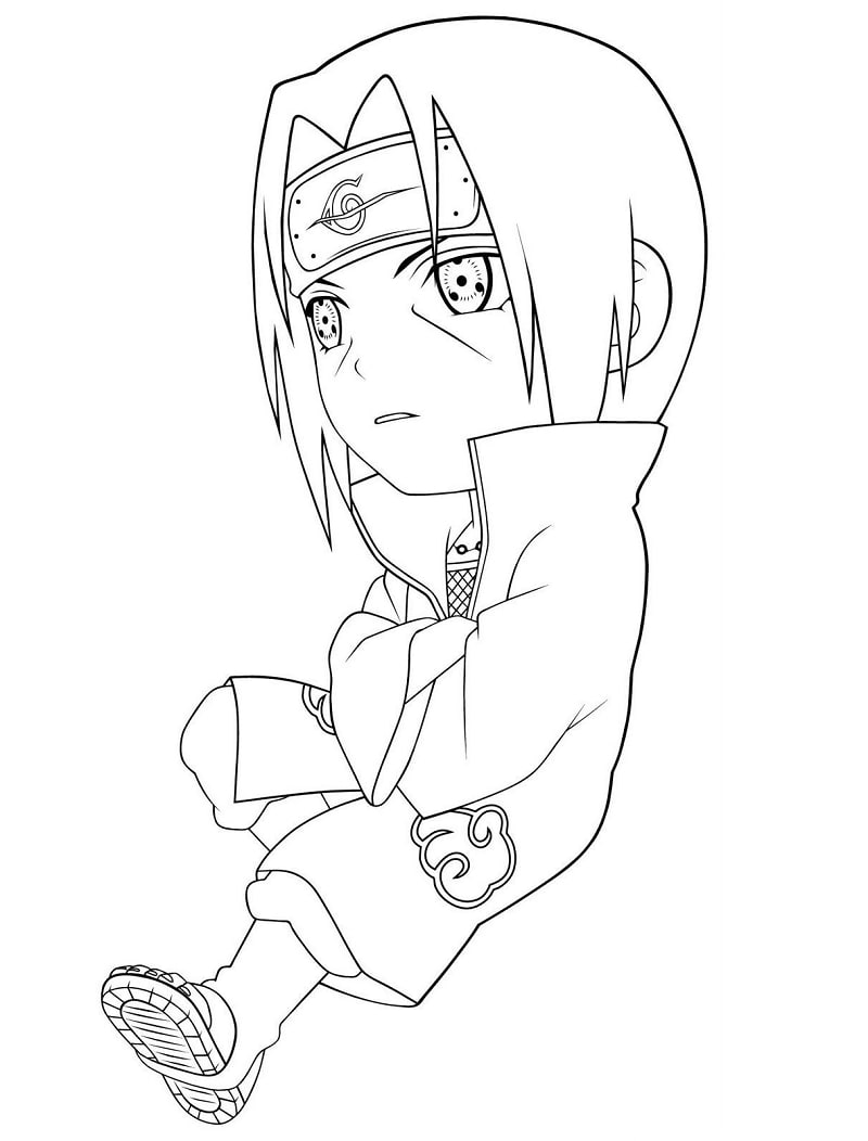 Coloriage Itachi Uchiwa Est Triste