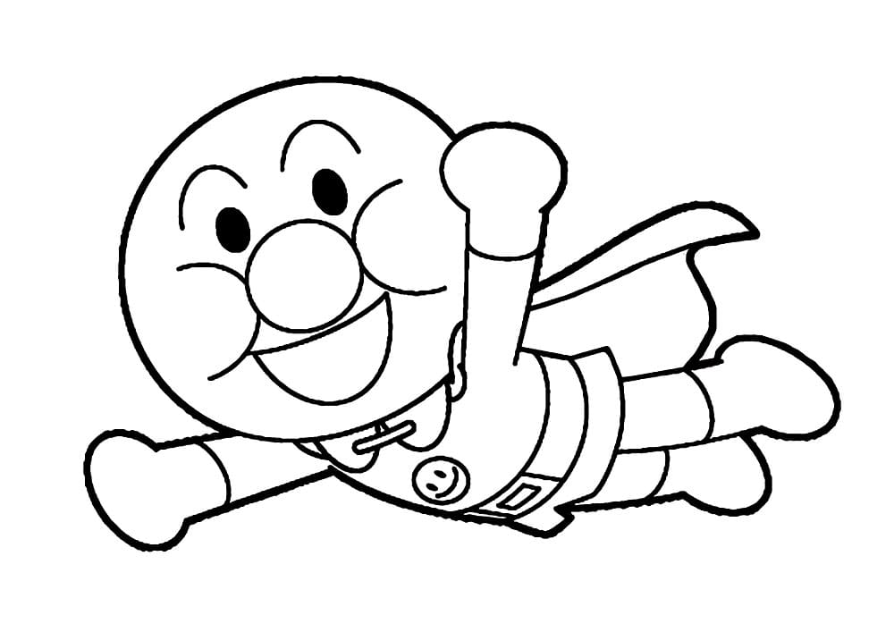 Coloriage Joyeux Anpanman volant