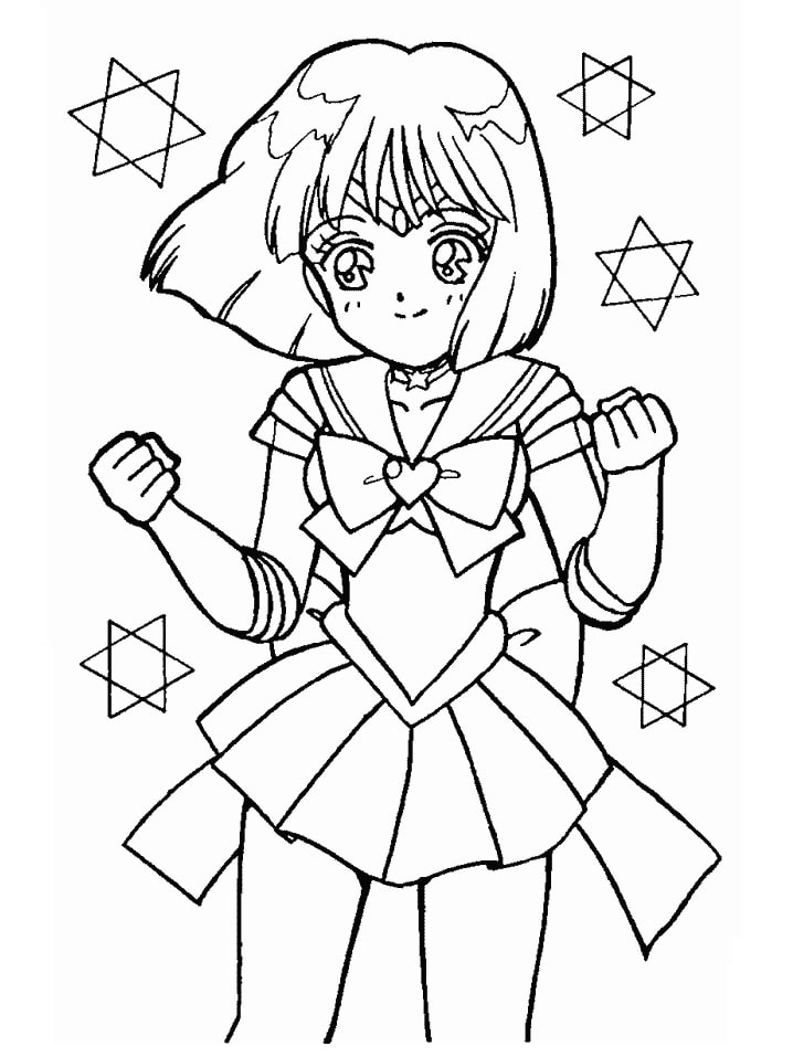 Coloriage Joyeux Sailor Saturn