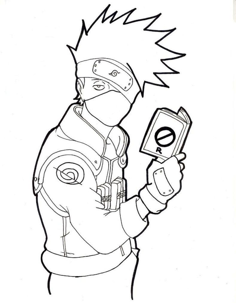 Coloriage Kakashi Tenant Un Livre