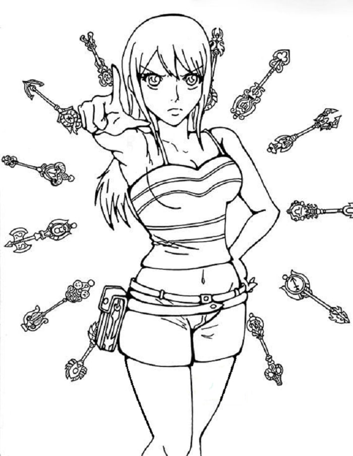 Coloriage Lucy Heartfilia Avec Des Flèches