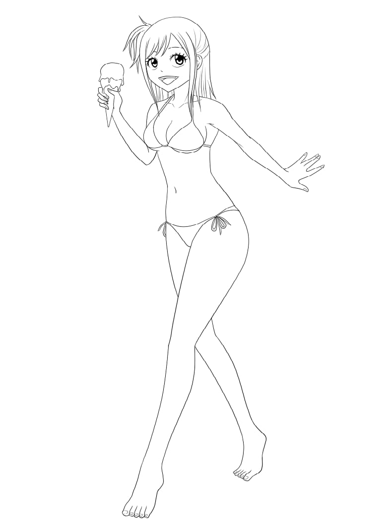 Coloriage Lucy Heartfilia en Bikini