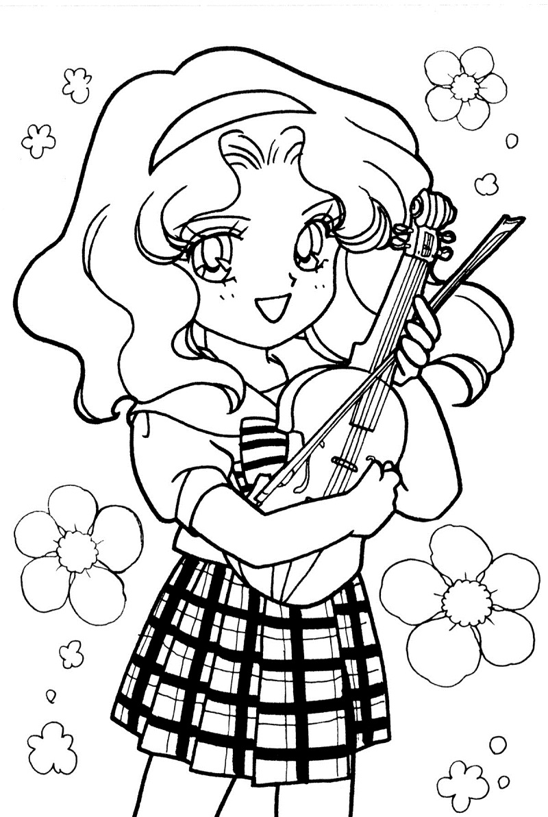 Coloriage Michiru Kaiou Avec Violon