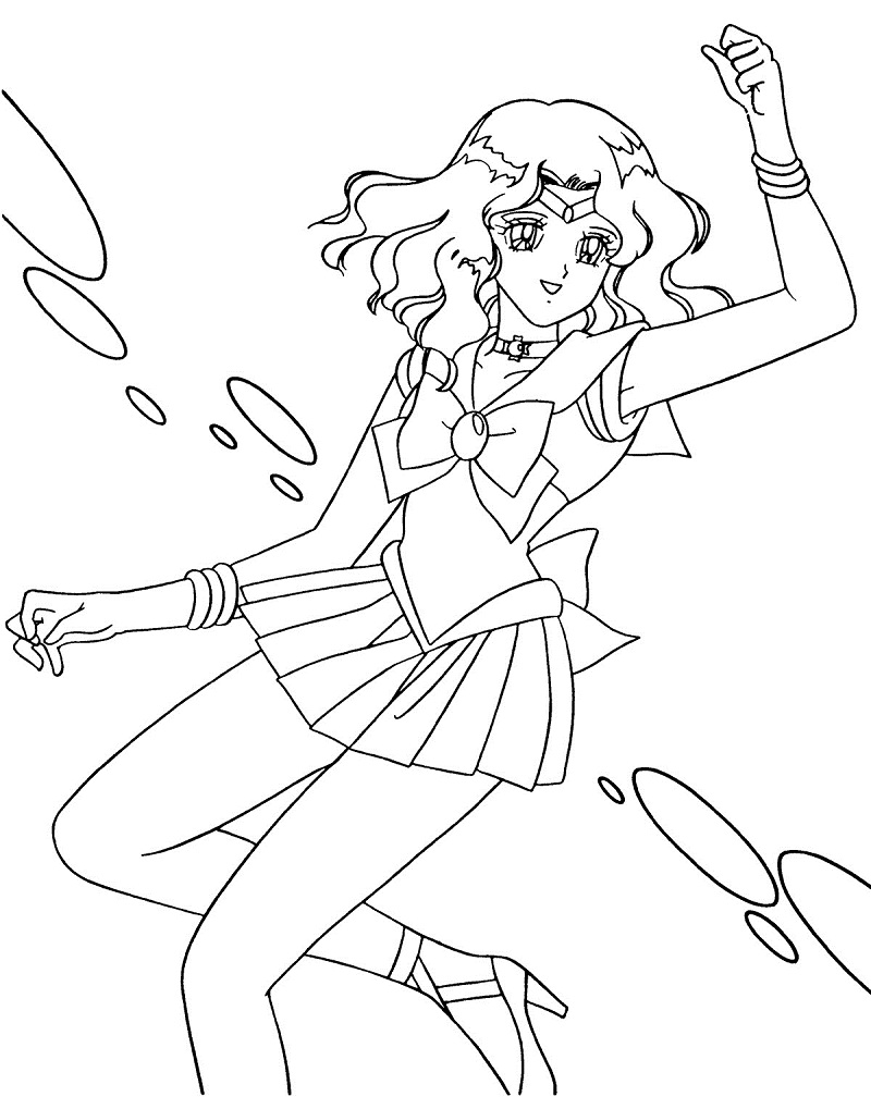 Coloriage Michiru Kaiou Volant