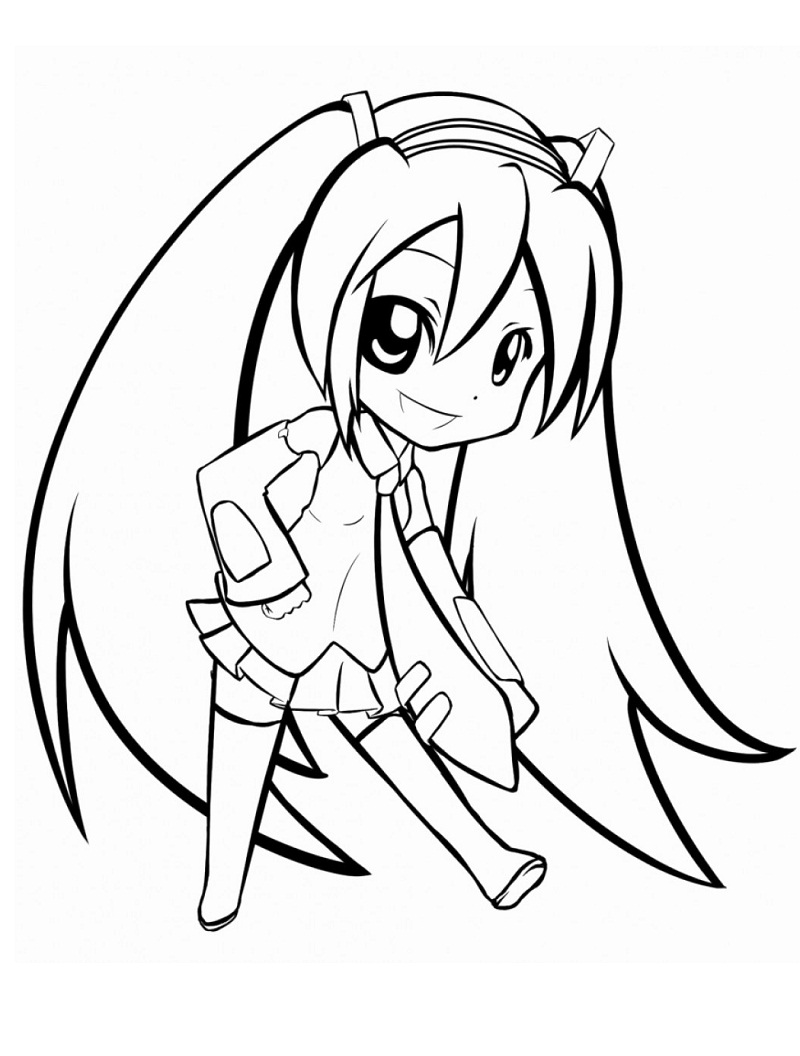 Coloriage Mignon Bébé Miku Chibi