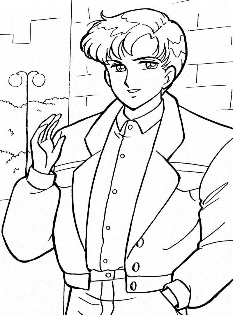 Coloriage Portrait de Mamoru Chiba