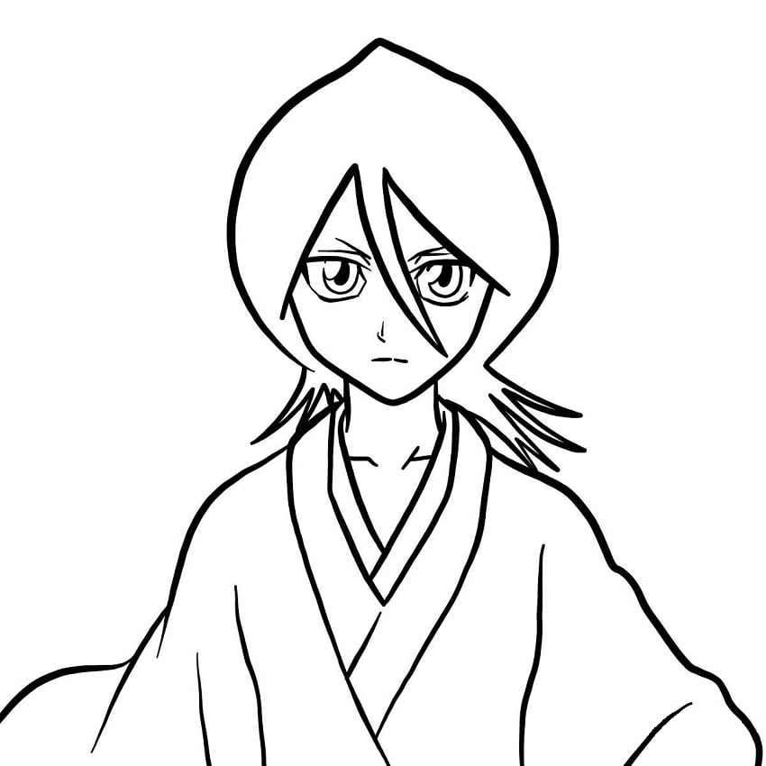 Coloriage Rukia Kuchiki de Bleach impression gratuite